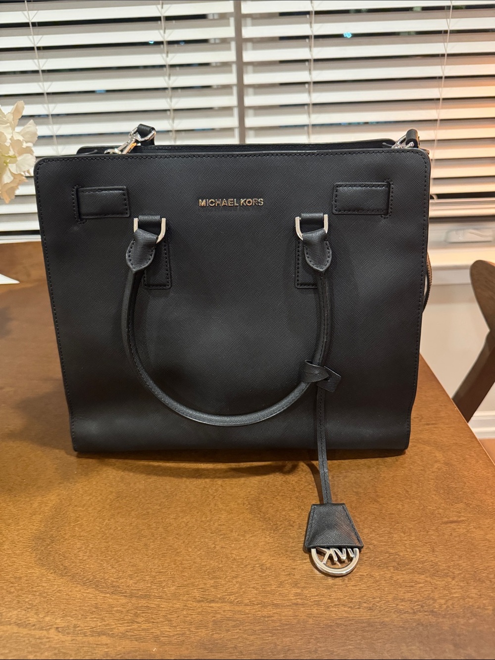 Michael Kors Black Leather Satchel Tote Bag
